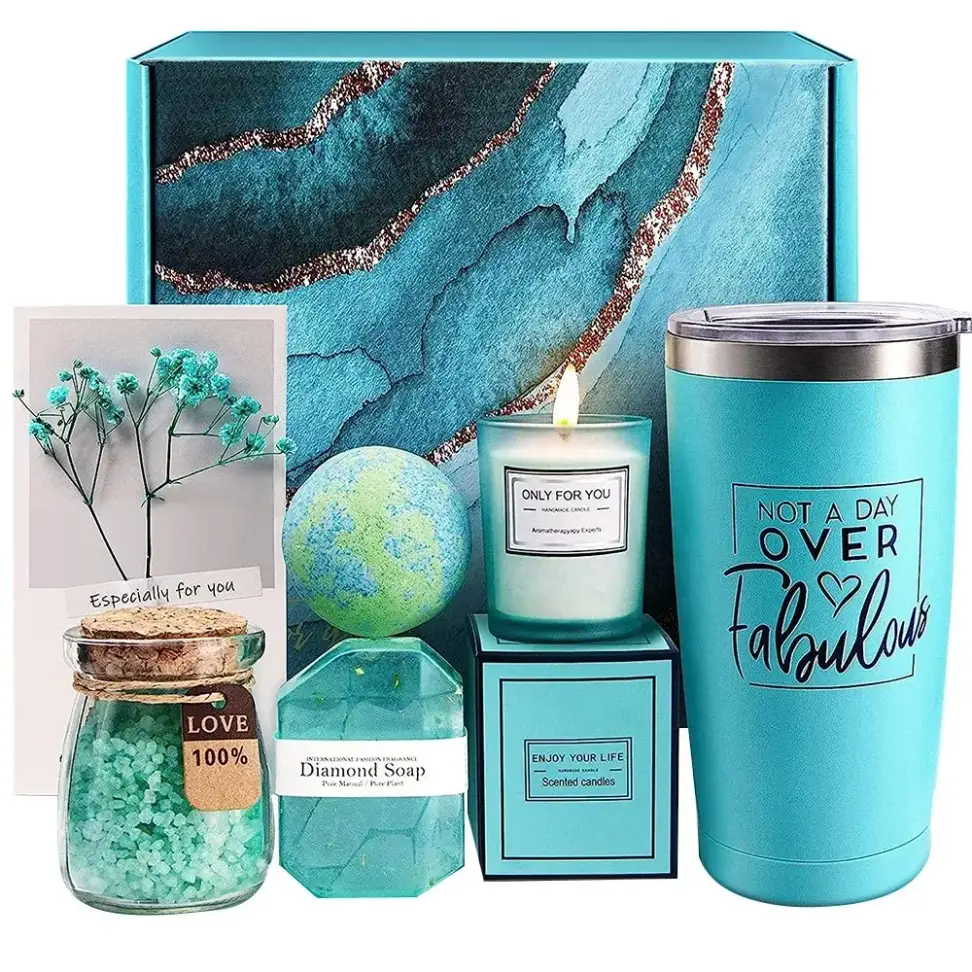 everything inside the teal get well soon spa gift box