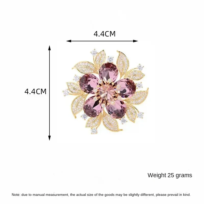 rhinestone flower brooch size 4.4 x 4.4 cm, weight 25 g