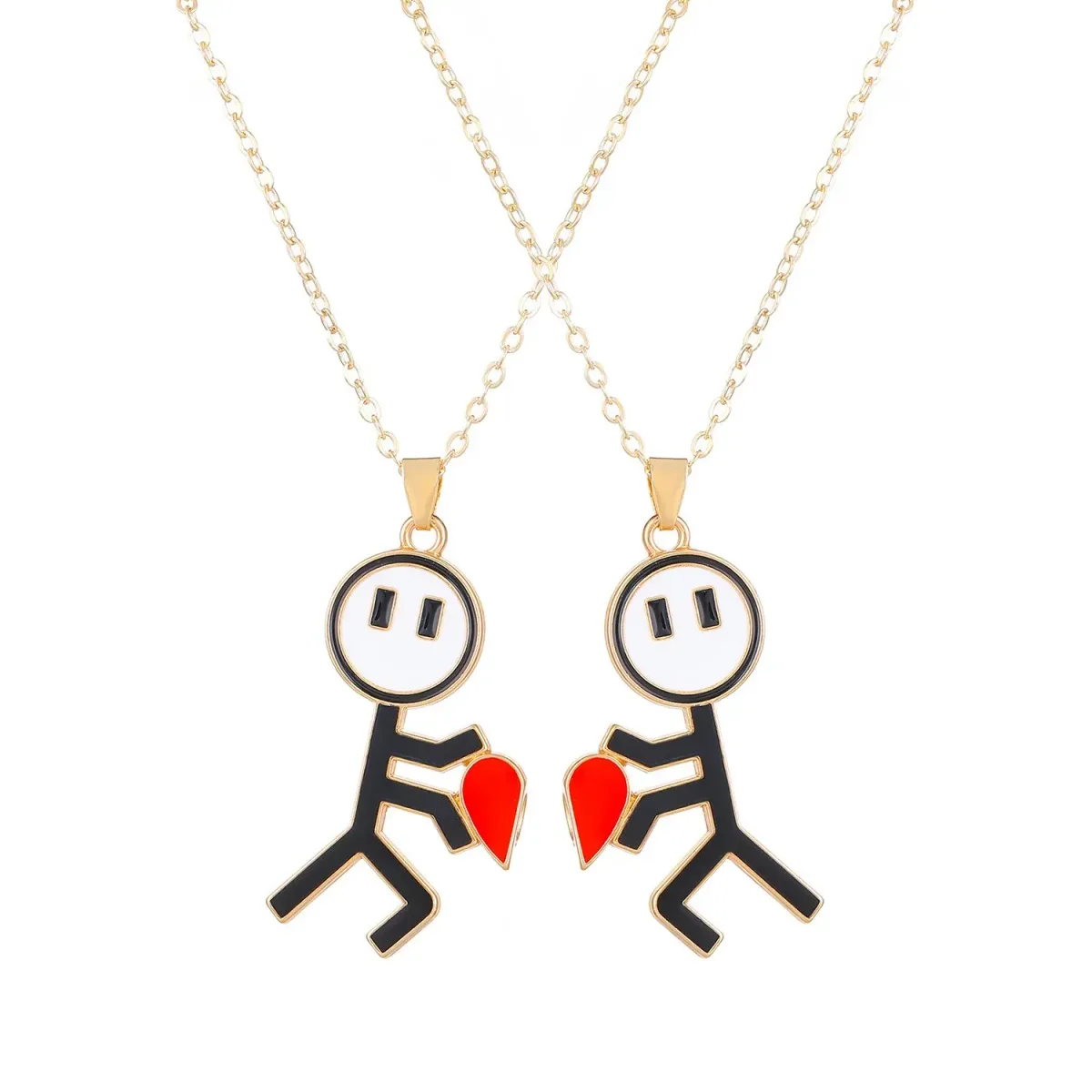 the two heart halves of the couple necklaces apart