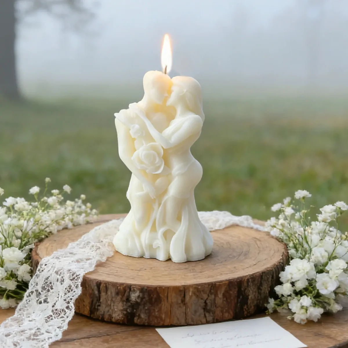 embracing couple candle lit for an evening