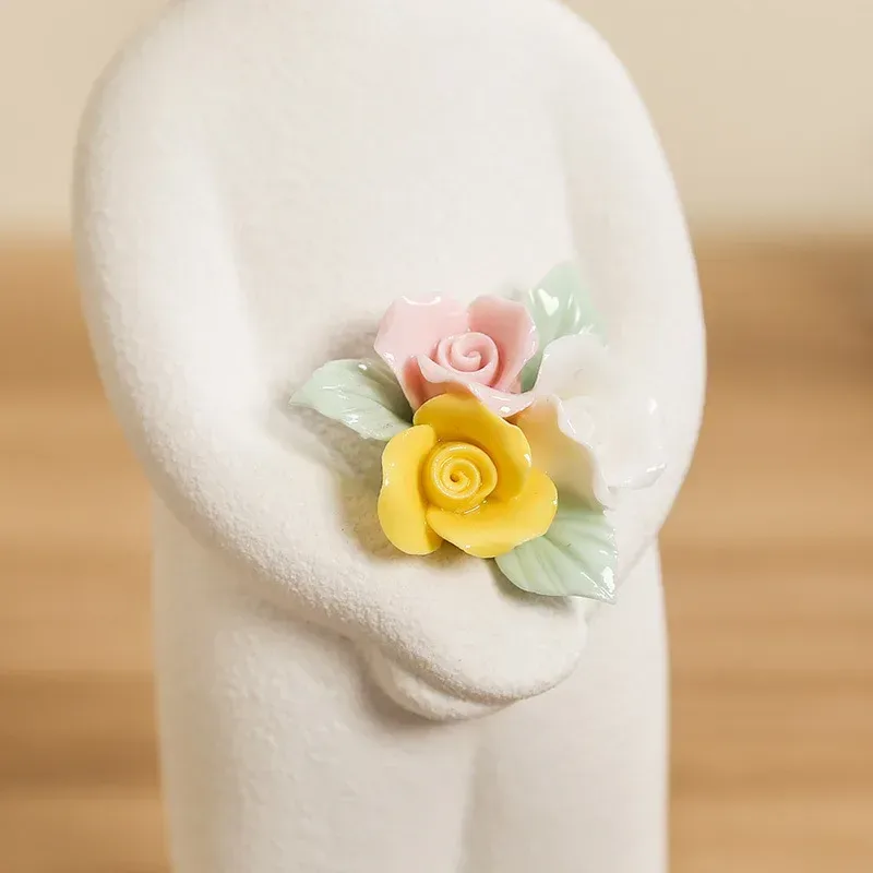 close up of the colored ceramic roses
