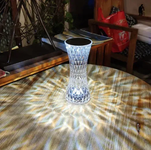 crystal touch table lamp in cool white light