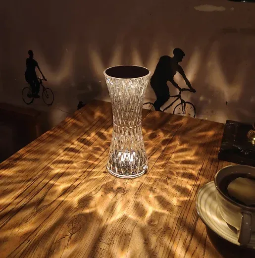 crystal touch table lamp in warm light for a date night