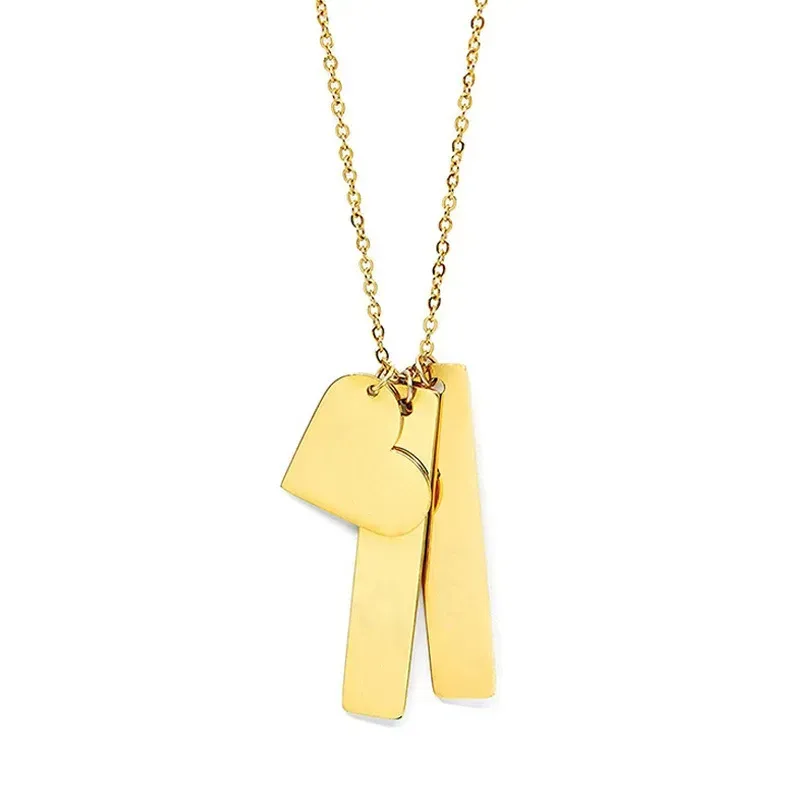 gold tone name bar and heart necklace before engraving