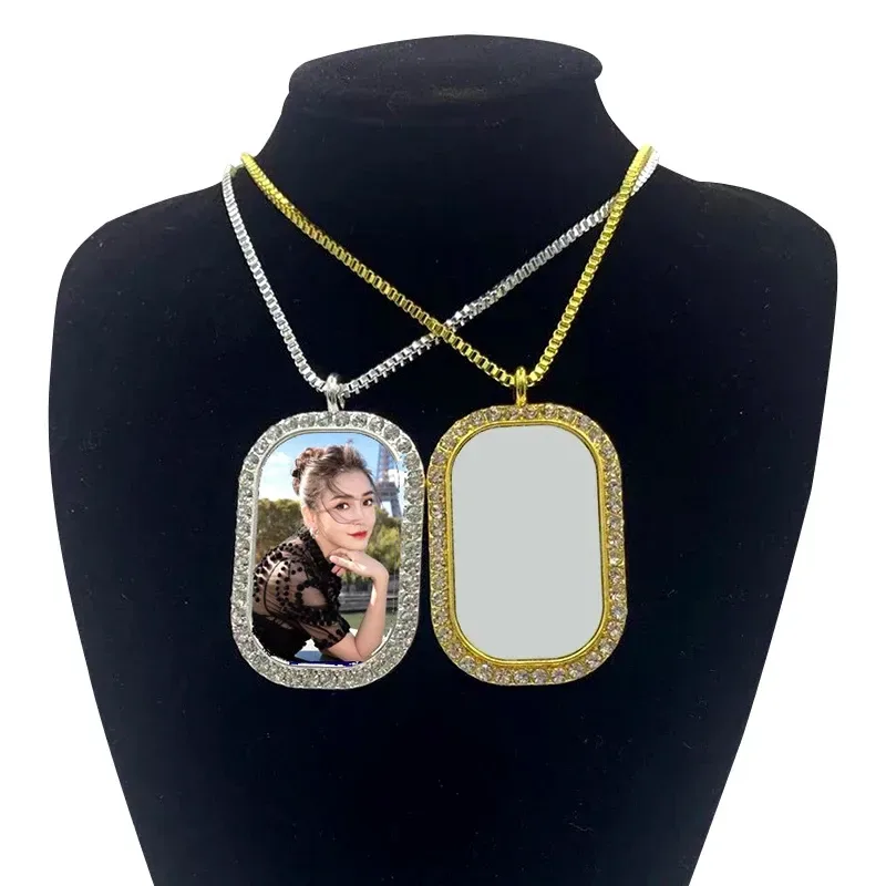 rectangle photo pendant necklace with a portrait photo