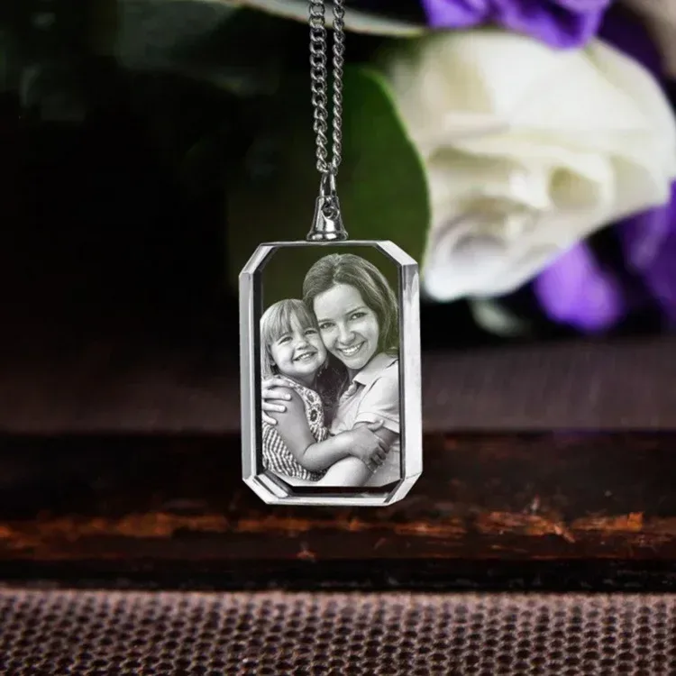 crystal photo pendant necklace as a Mother's Day gift