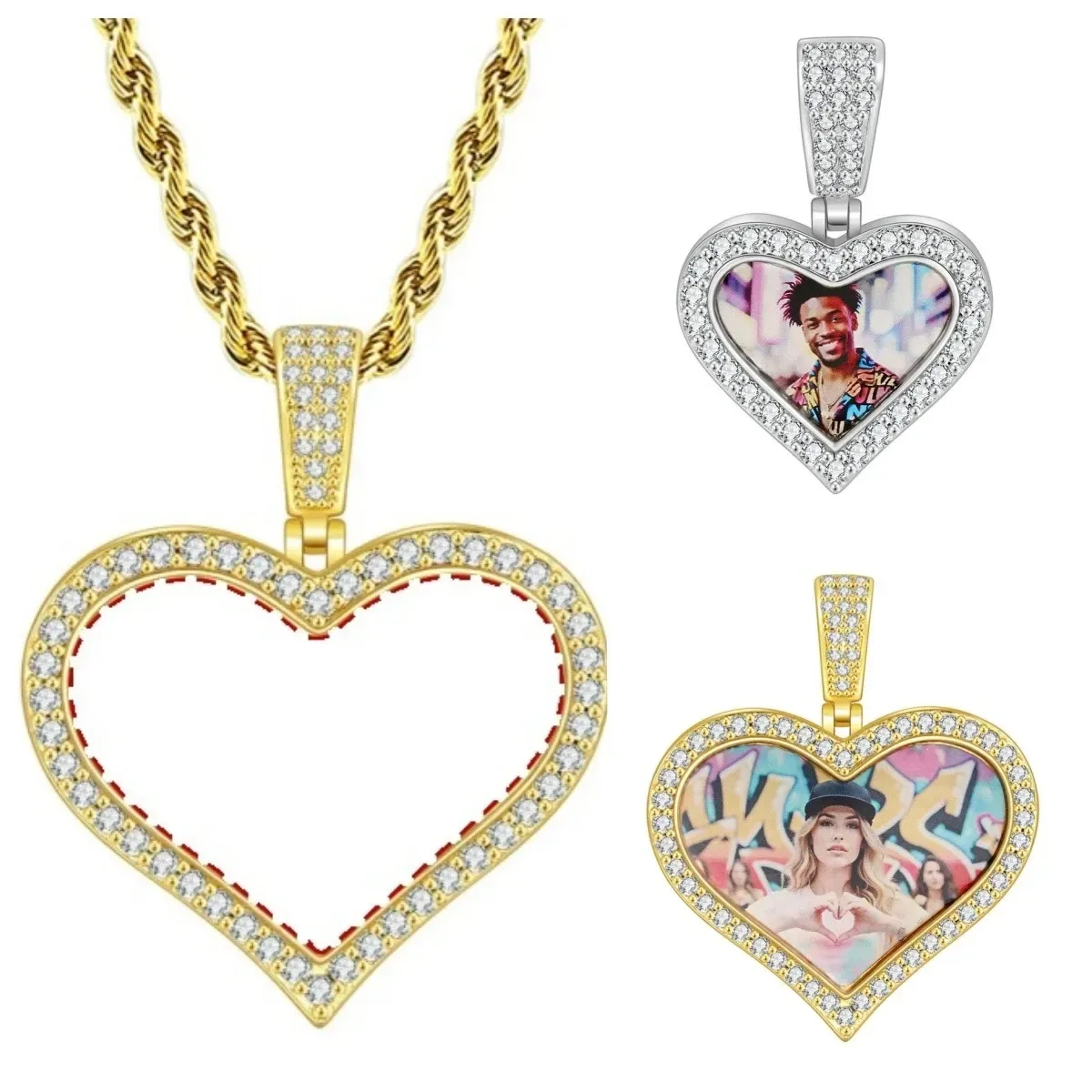 photo area of the heart pendant outlined, with photo examples