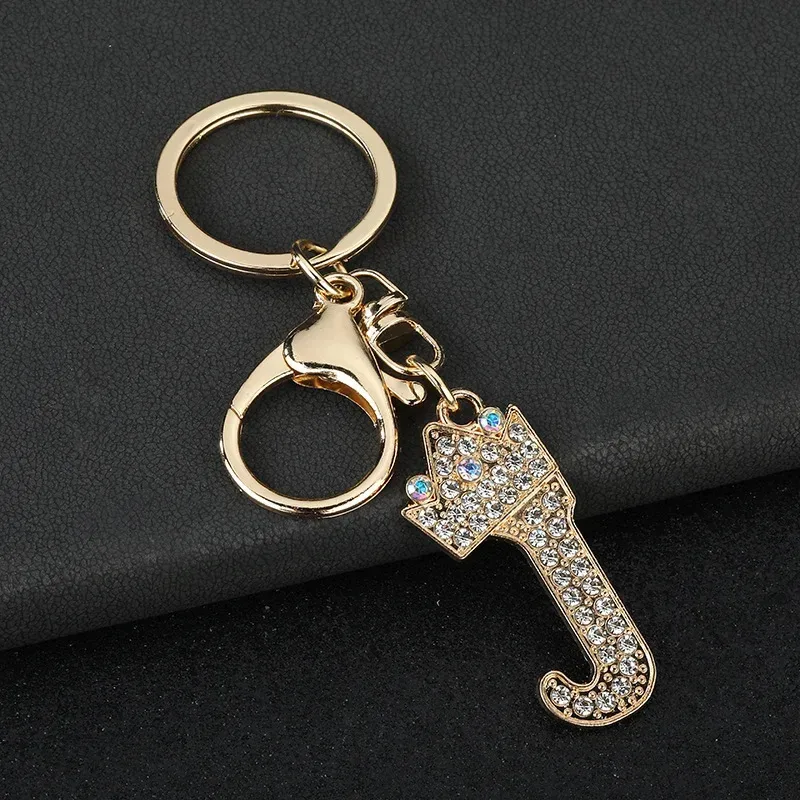 letter J rhinestone keychain, about 7 cm