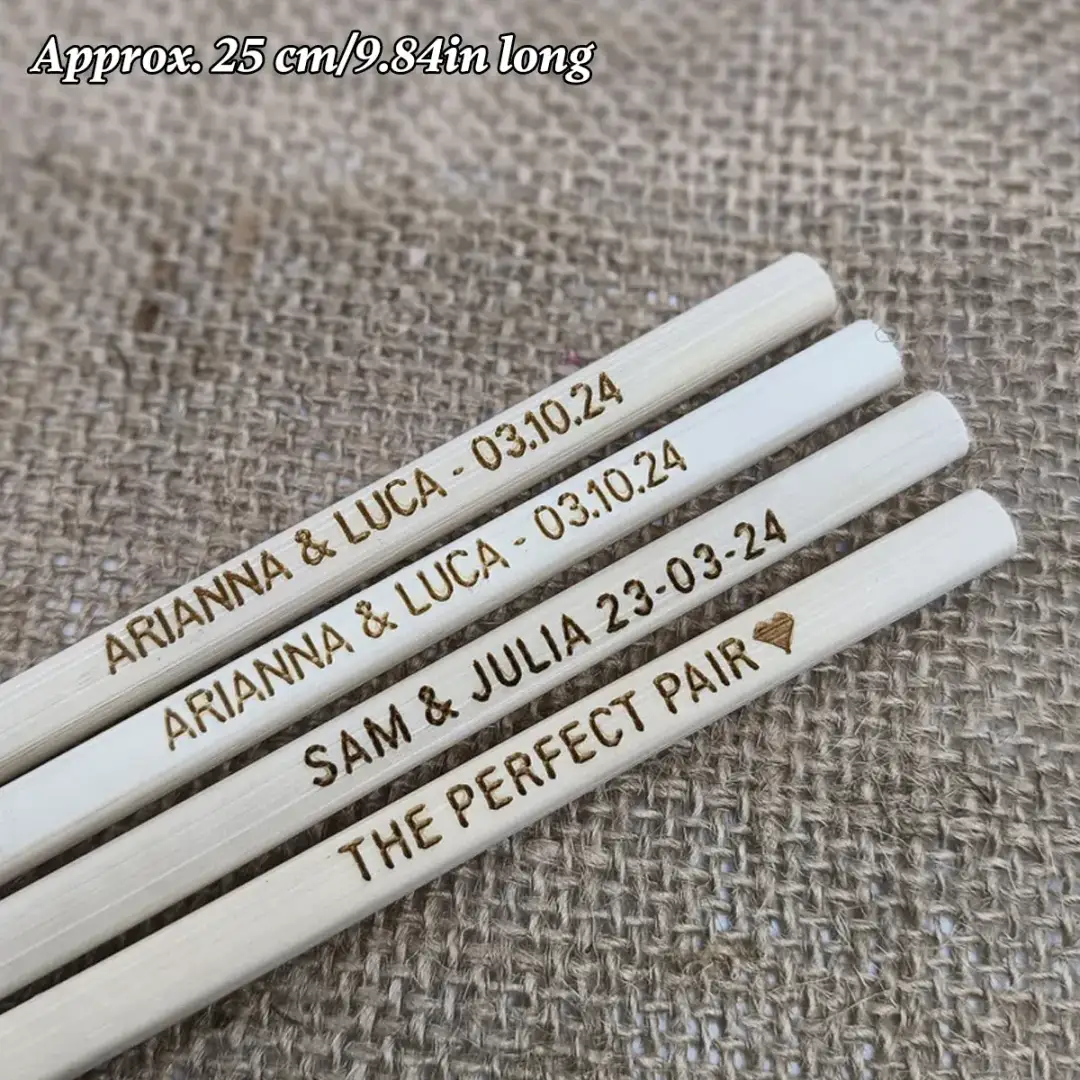 polished light bamboo chopsticks with engraving