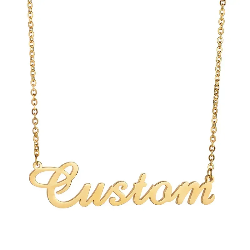 gold tone name pendant with 18K gold plating