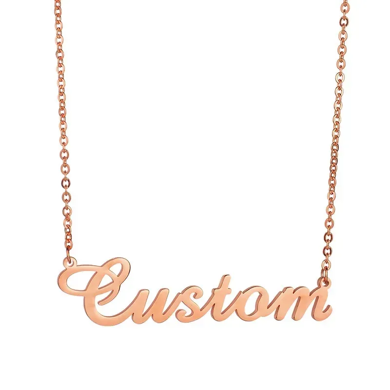 rose gold tone name pendant necklace
